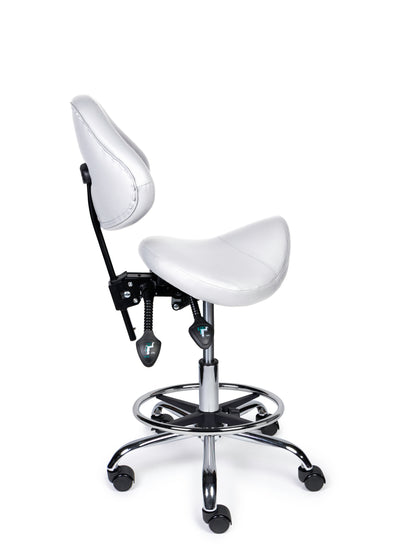 Ergonomische Zadelkruk met Rugleuning Expert Wit op Wielen