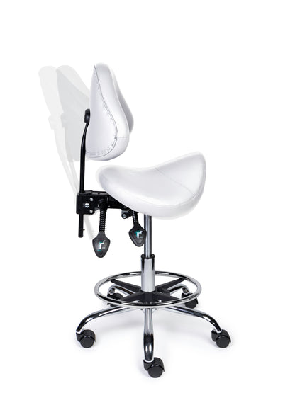 Ergonomische Zadelkruk met Rugleuning Expert Wit op Wielen