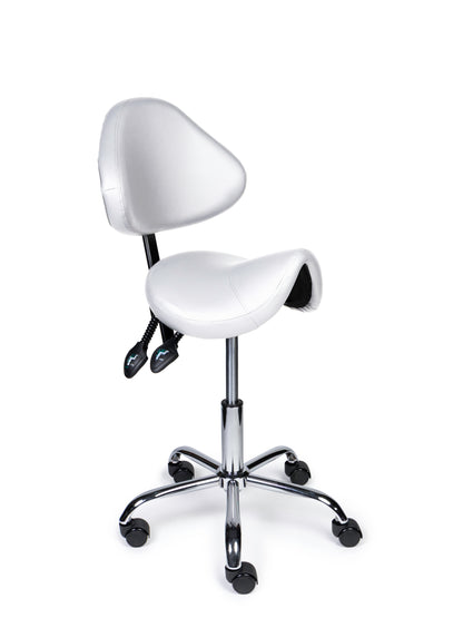 Ergonomische Zadelkruk met Rugleuning Expert Wit op Wielen