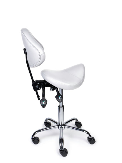 Ergonomische Zadelkruk met Rugleuning Expert Wit op Wielen