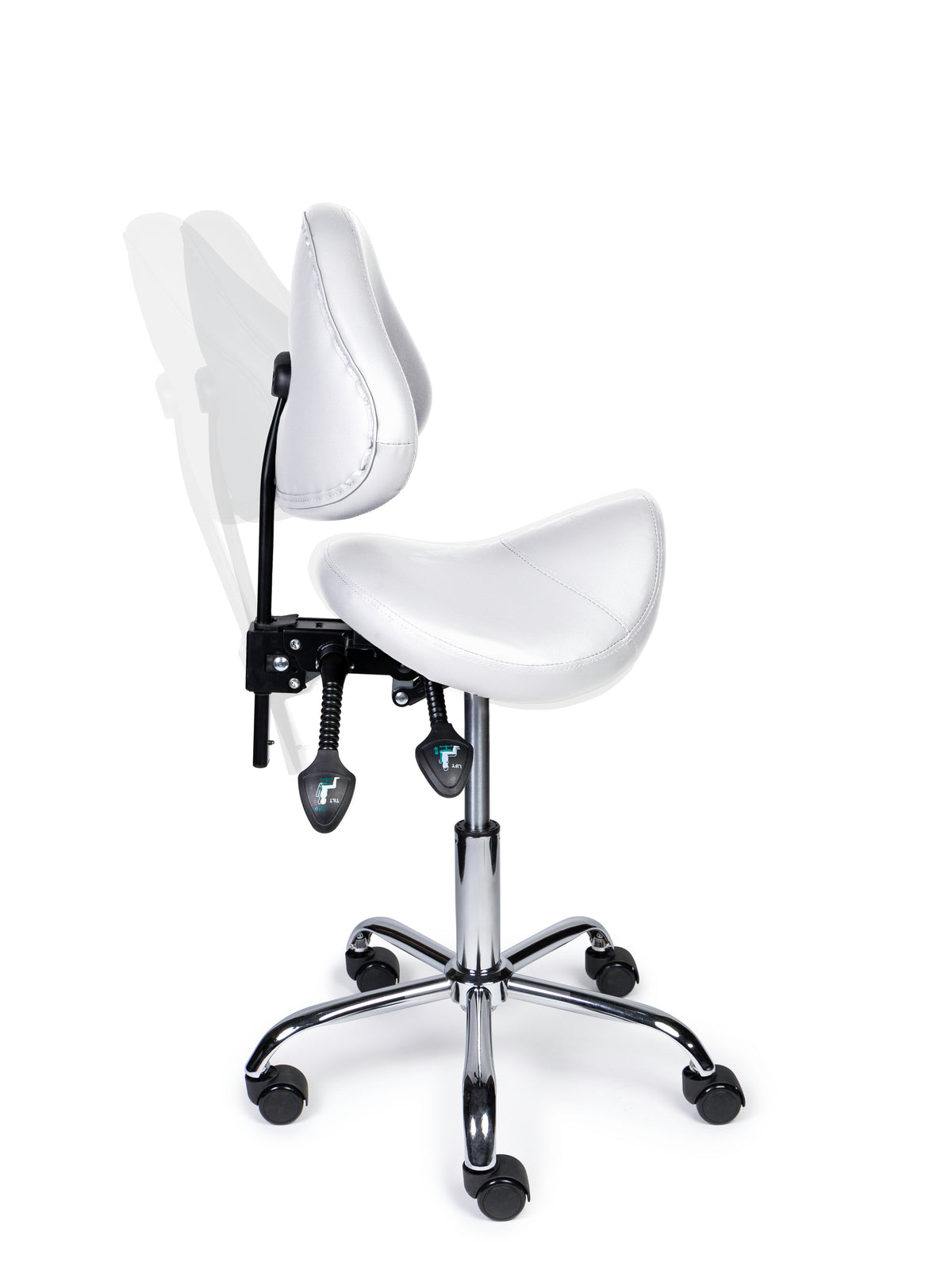 Ergonomische Zadelkruk met Rugleuning Expert Wit op Wielen