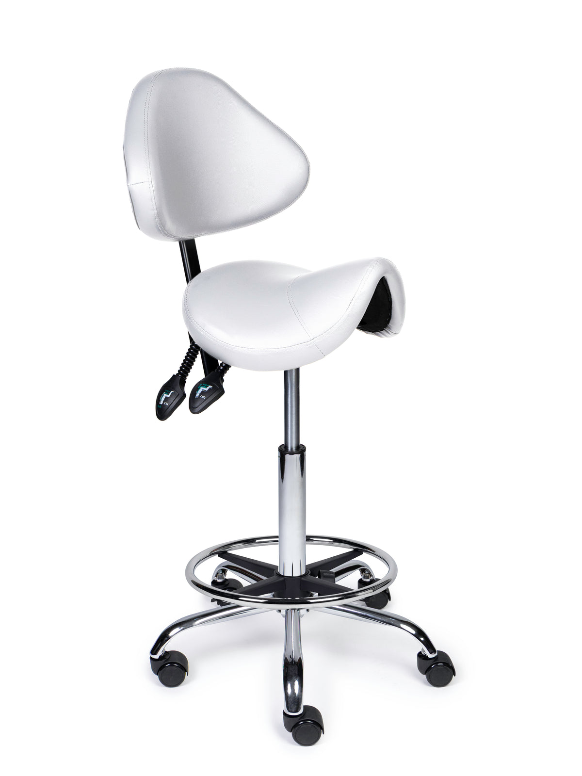 Ergonomische Zadelkruk met Rugleuning Expert Wit op Wielen