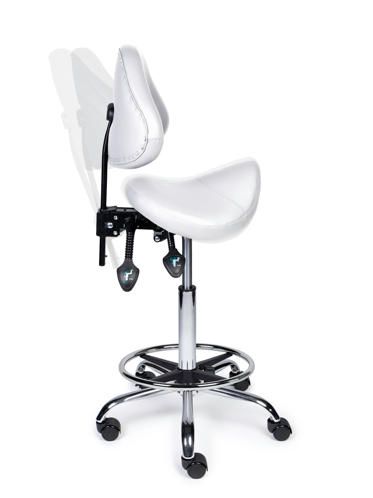 Ergonomische Zadelkruk met Rugleuning Expert Wit op Wielen