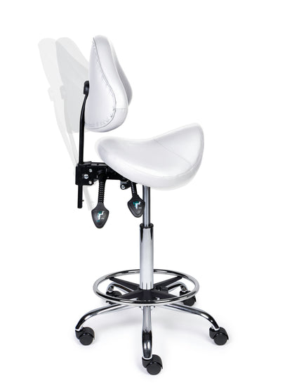 Ergonomische Zadelkruk met Rugleuning Expert Wit op Wielen