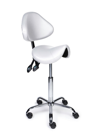 Ergonomische Zadelkruk met Rugleuning Expert Wit op Wielen