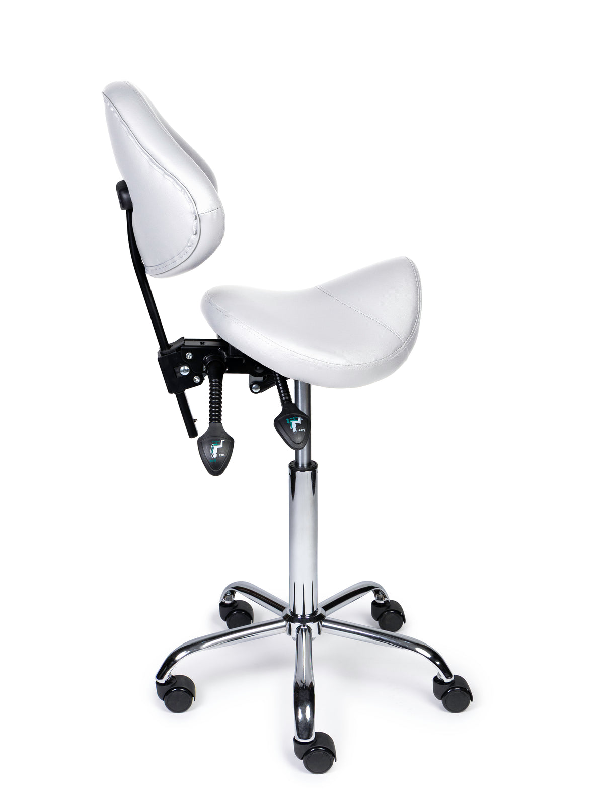 Ergonomische Zadelkruk met Rugleuning Expert Wit op Wielen