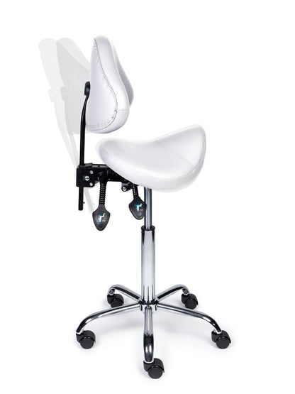 Ergonomische Zadelkruk met Rugleuning Expert Wit op Wielen