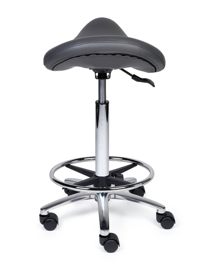 Ergonomische Zadelkruk Premium Grijs op Wielen