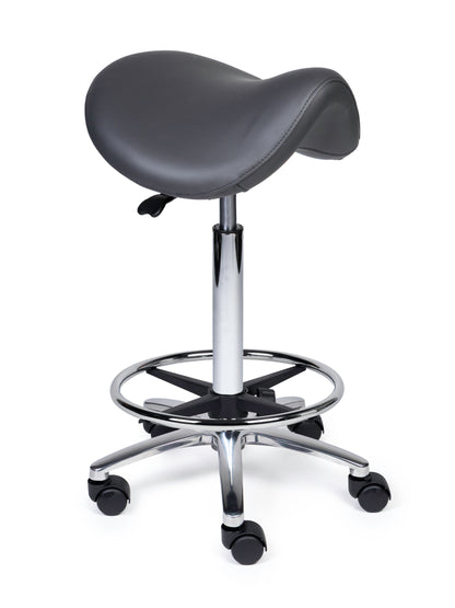 Ergonomische Zadelkruk Premium Grijs op Wielen