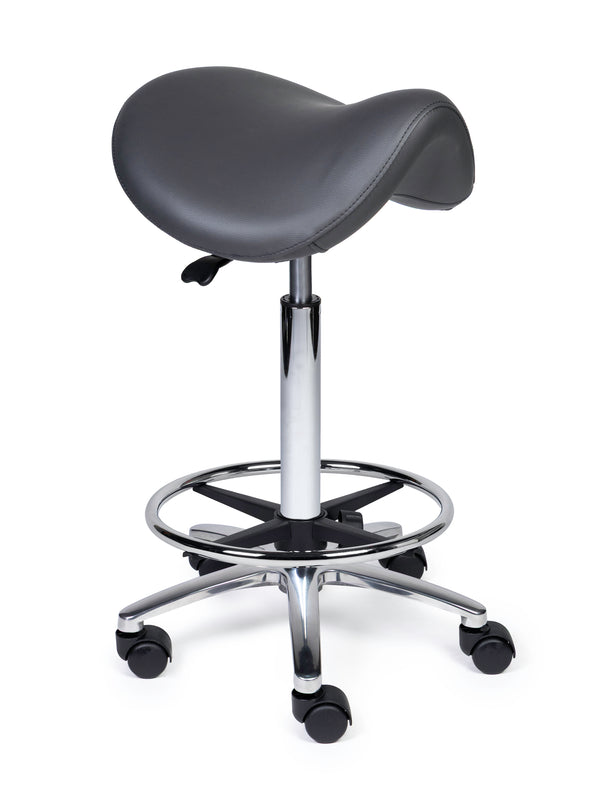 Ergonomische Zadelkruk Premium Grijs op Wielen