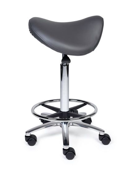 Ergonomische Zadelkruk Premium Grijs op Wielen