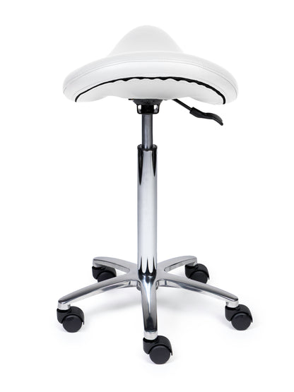Ergonomische Zadelkruk Premium Wit op Wielen