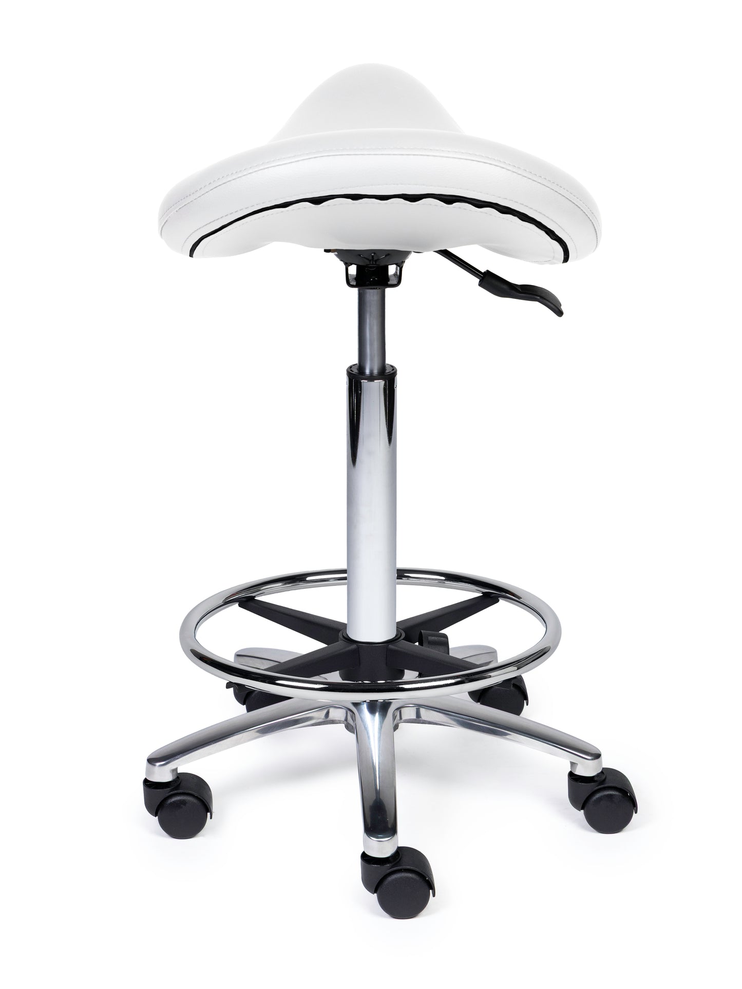 Ergonomische Zadelkruk Premium Wit op Wielen