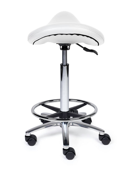 Ergonomische Zadelkruk Premium Wit op Wielen