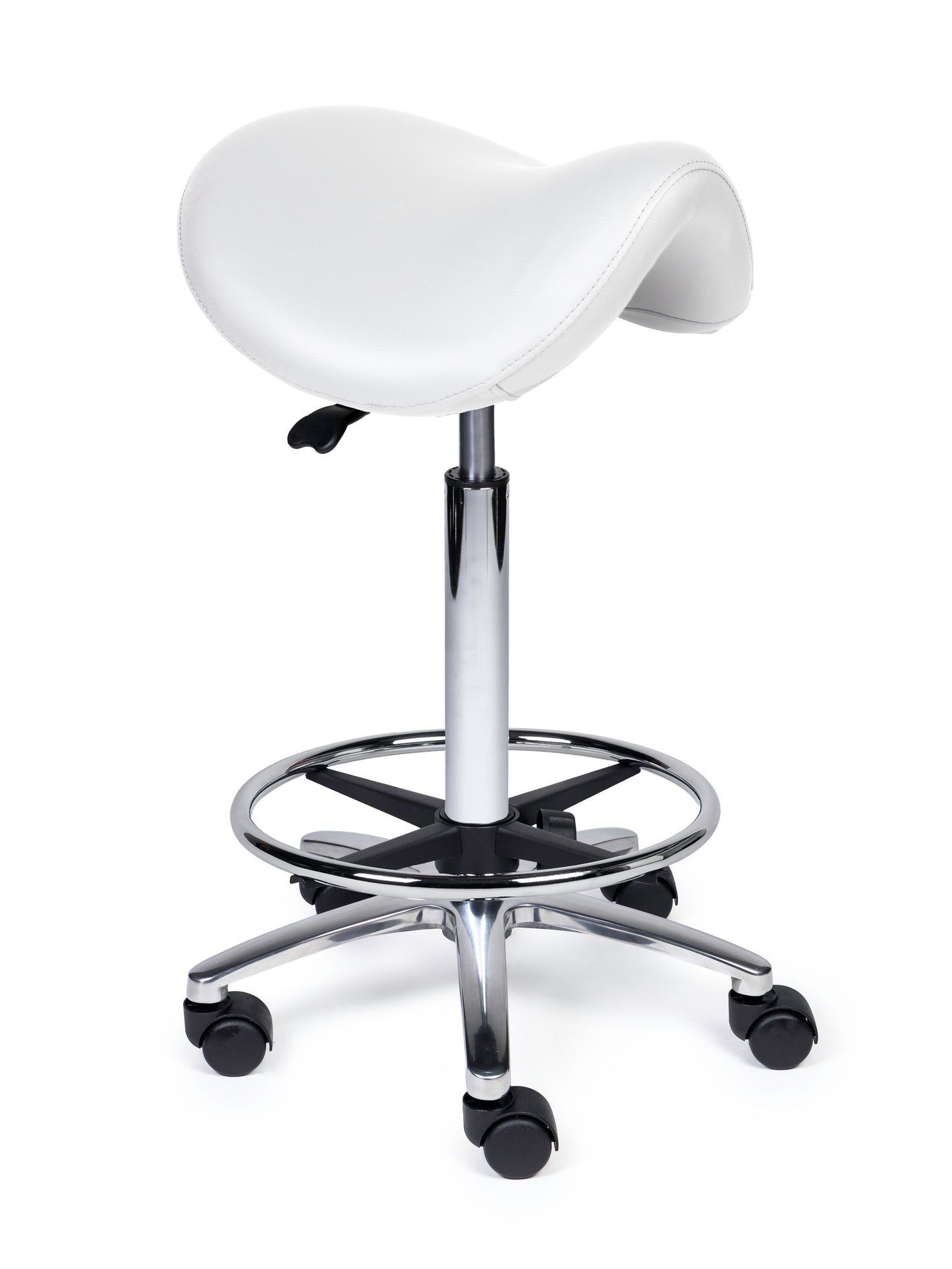Ergonomische Zadelkruk Premium Wit op Wielen