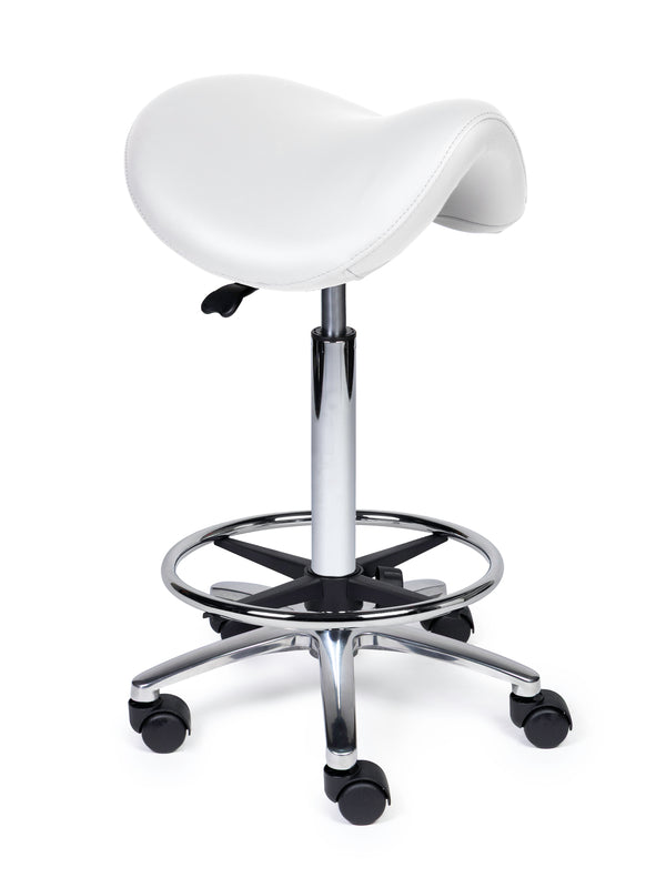 Ergonomische Zadelkruk Premium Wit op Wielen