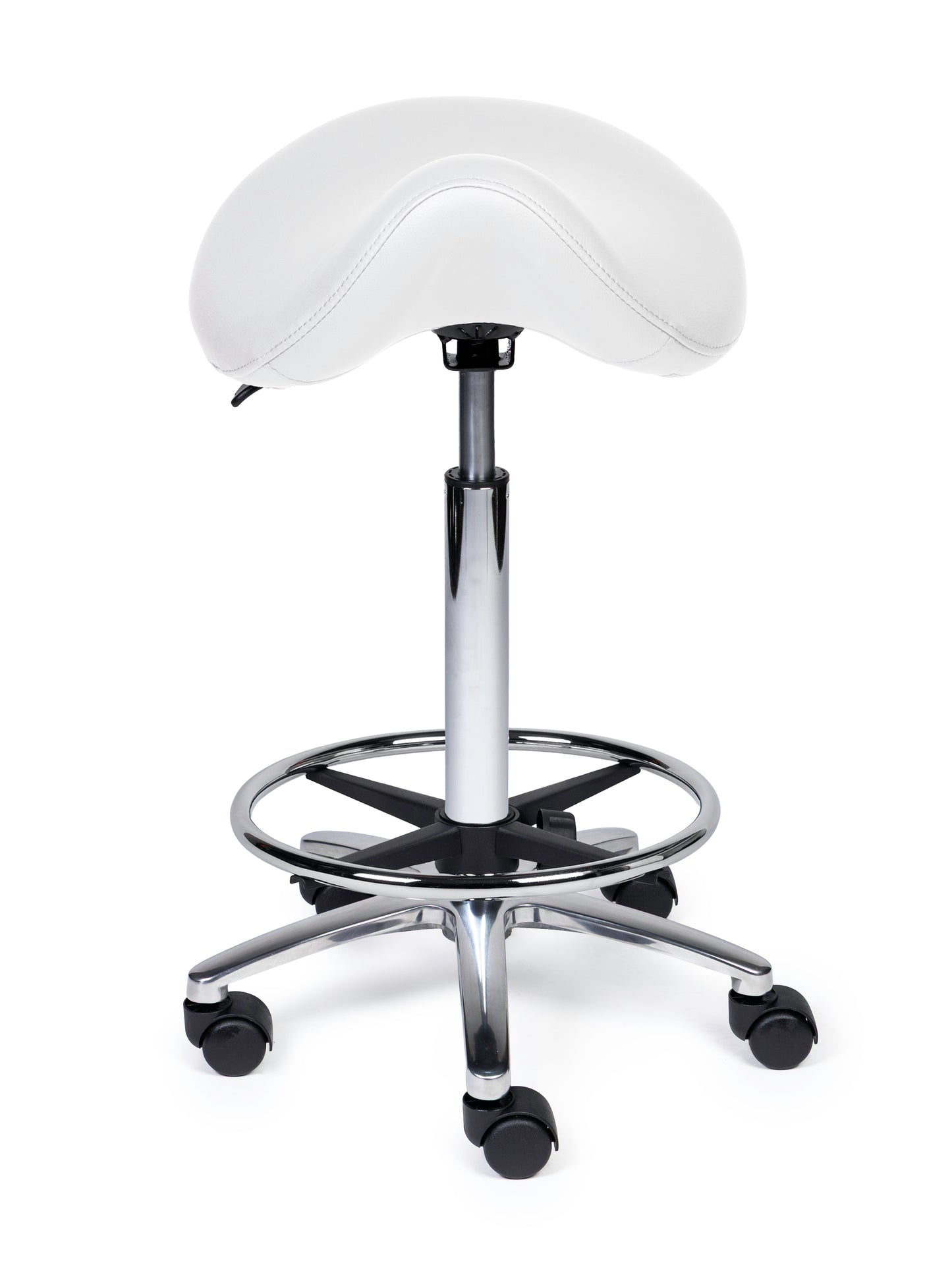 Ergonomische Zadelkruk Premium Wit op Wielen