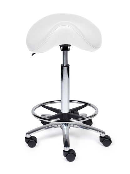 Ergonomische Zadelkruk Premium Wit op Wielen