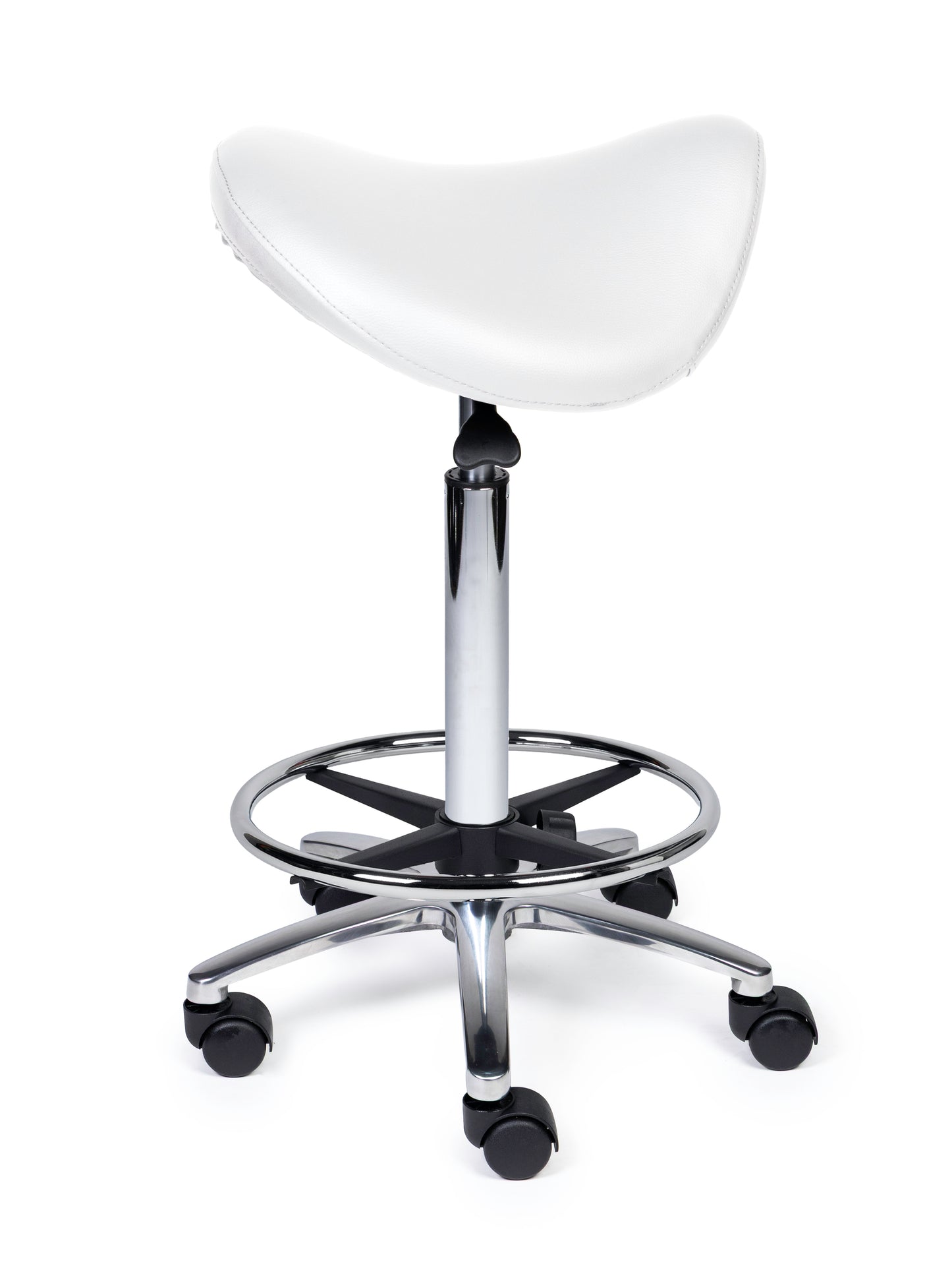 Ergonomische Zadelkruk Premium Wit op Wielen
