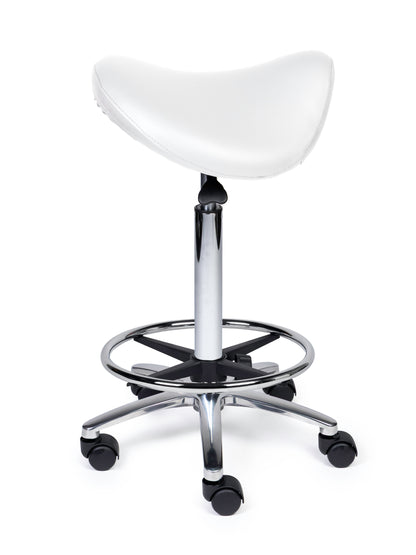 Ergonomische Zadelkruk Premium Wit op Wielen