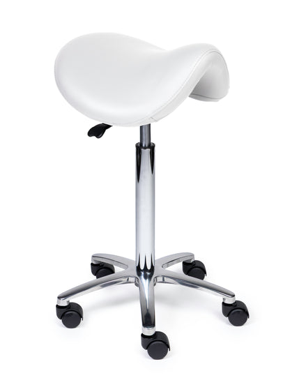 Ergonomische Zadelkruk Premium Wit op Wielen