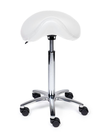 Ergonomische Zadelkruk Premium Wit op Wielen