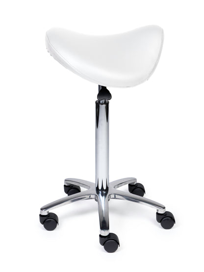 Ergonomische Zadelkruk Premium Wit op Wielen