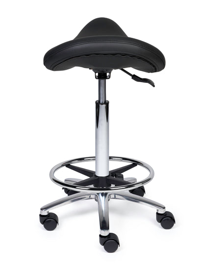 Ergonomische Zadelkruk Premium Zwart op Wielen