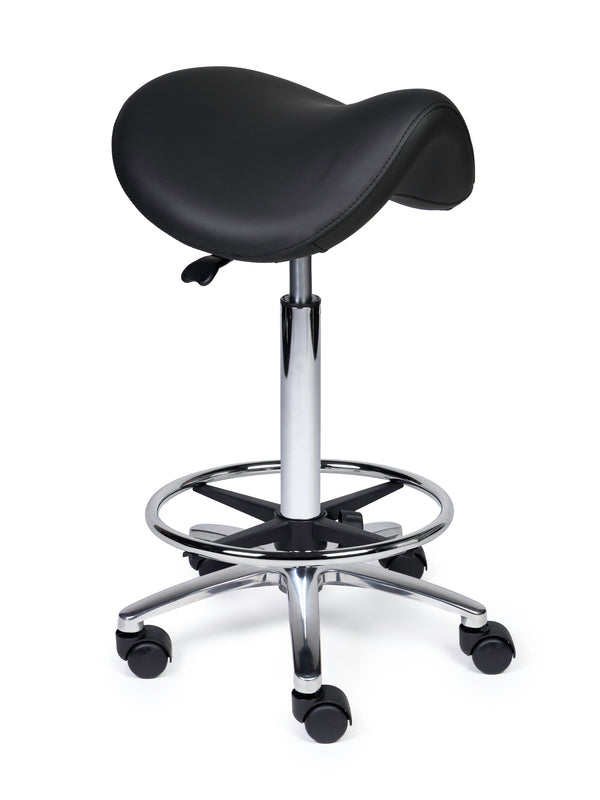 Ergonomische Zadelkruk Premium Zwart op Wielen