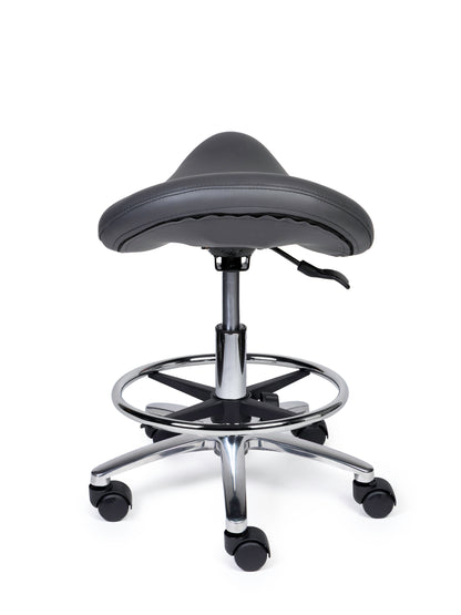 Ergonomische Zadelkruk Premium Grijs op Wielen