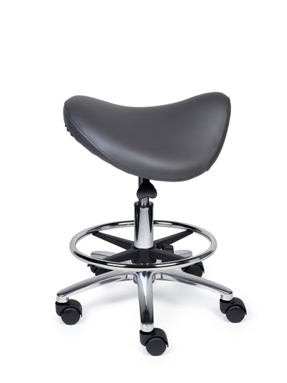 Ergonomische Zadelkruk Premium Grijs op Wielen