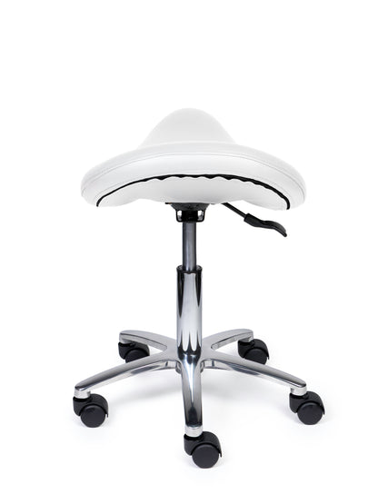 Ergonomische Zadelkruk Premium Wit op Wielen