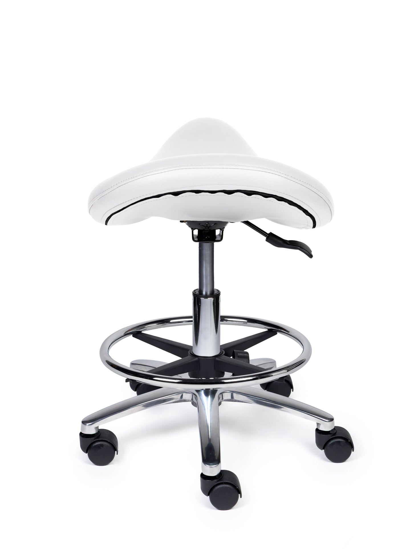 Ergonomische Zadelkruk Premium Wit op Wielen