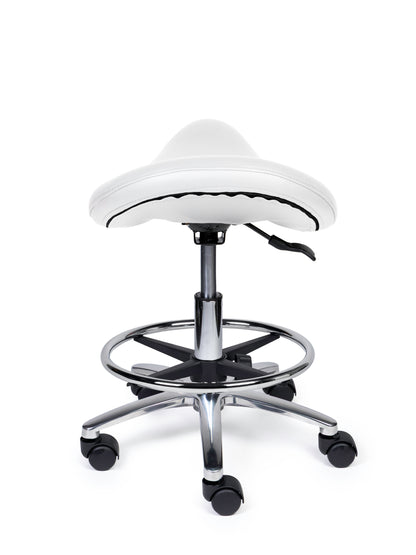 Ergonomische Zadelkruk Premium Wit op Wielen