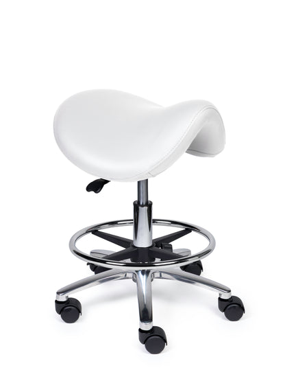 Ergonomische Zadelkruk Premium Wit op Wielen