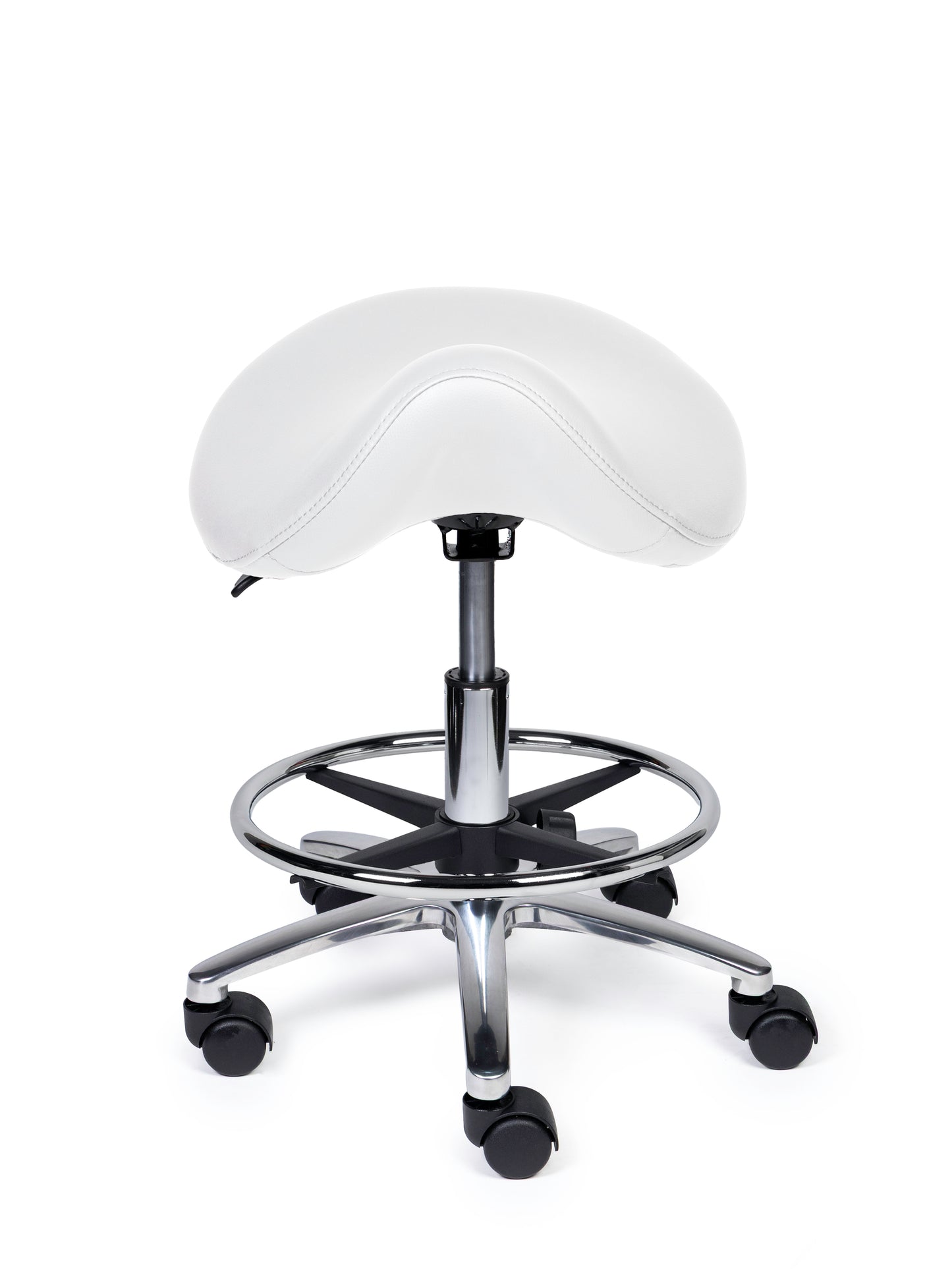 Ergonomische Zadelkruk Premium Wit op Wielen