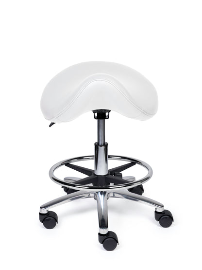 Ergonomische Zadelkruk Premium Wit op Wielen