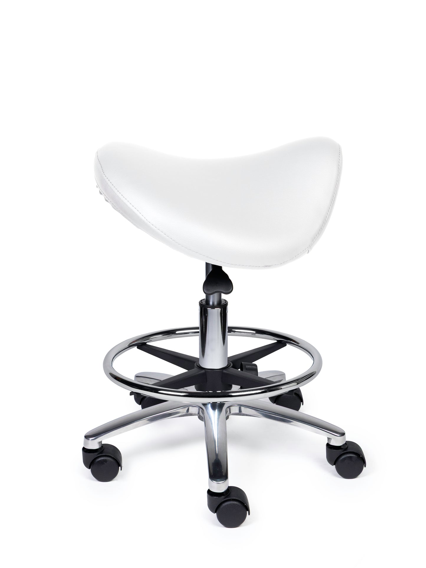 Ergonomische Zadelkruk Premium Wit op Wielen