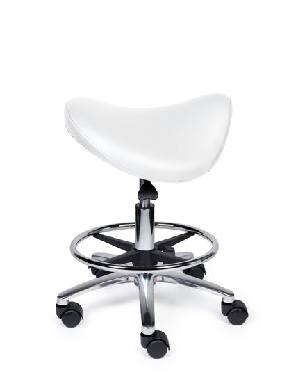 Ergonomische Zadelkruk Premium Wit op Wielen