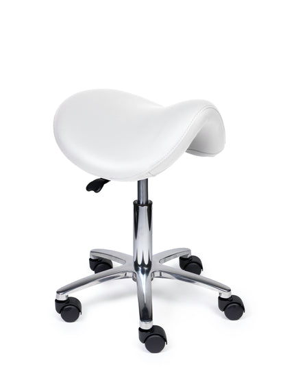 Ergonomische Zadelkruk Premium Wit op Wielen