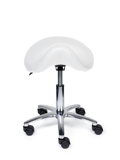 Ergonomische Zadelkruk Premium Wit op Wielen