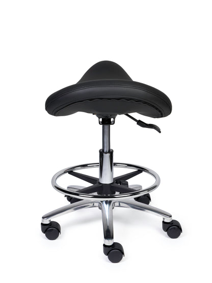 Ergonomische Zadelkruk Premium Zwart op Wielen