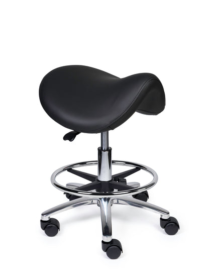 Ergonomische Zadelkruk Premium Zwart op Wielen