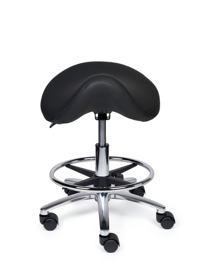 Ergonomische Zadelkruk Premium Zwart op Wielen