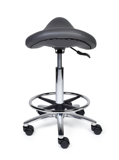 Ergonomische Zadelkruk Premium Grijs op Wielen