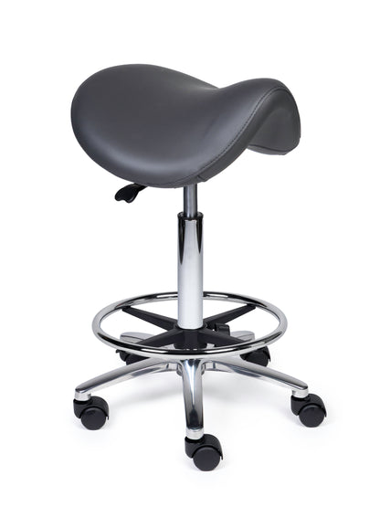 Ergonomische Zadelkruk Premium Grijs op Wielen
