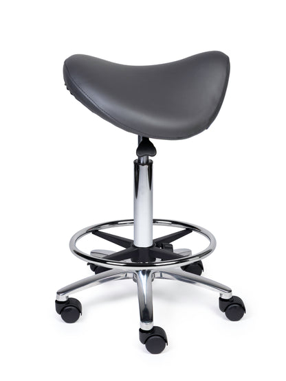 Ergonomische Zadelkruk Premium Grijs op Wielen