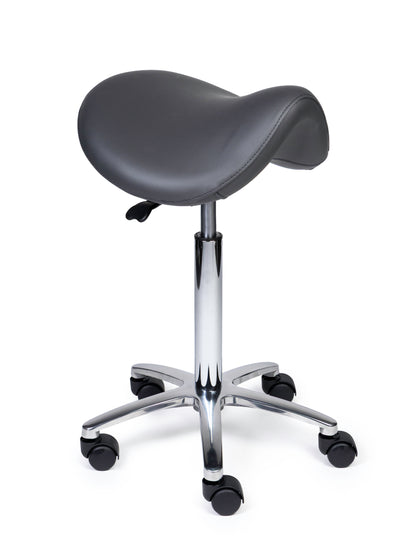 Ergonomische Zadelkruk Premium Grijs op Wielen