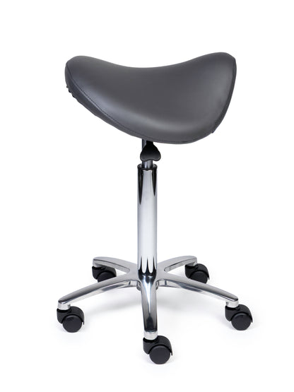 Ergonomische Zadelkruk Premium Grijs op Wielen