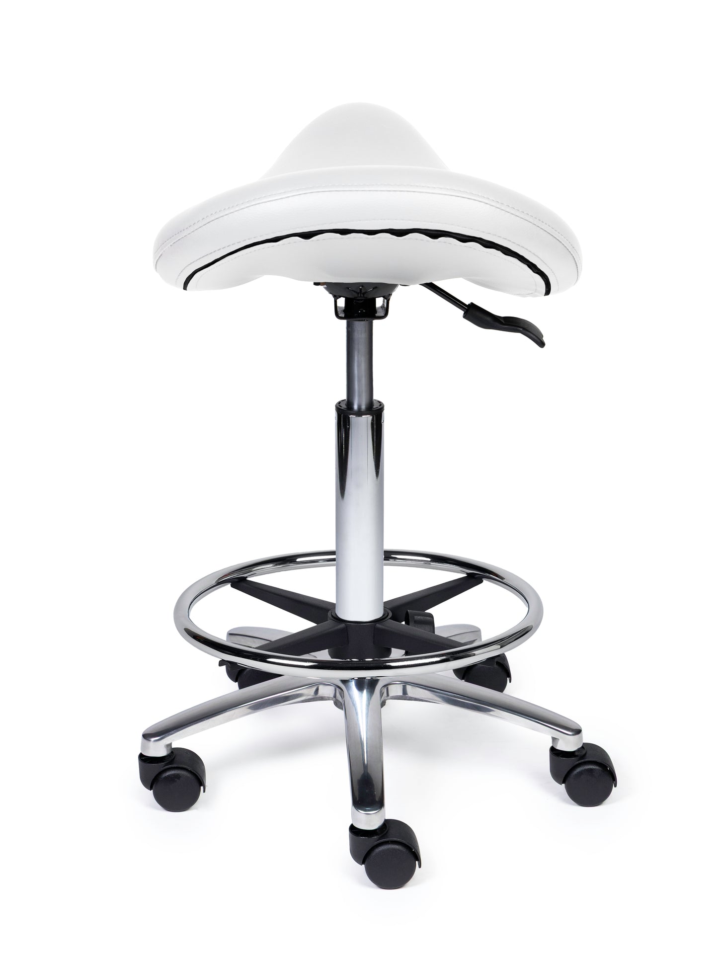 Ergonomische Zadelkruk Premium Wit op Wielen